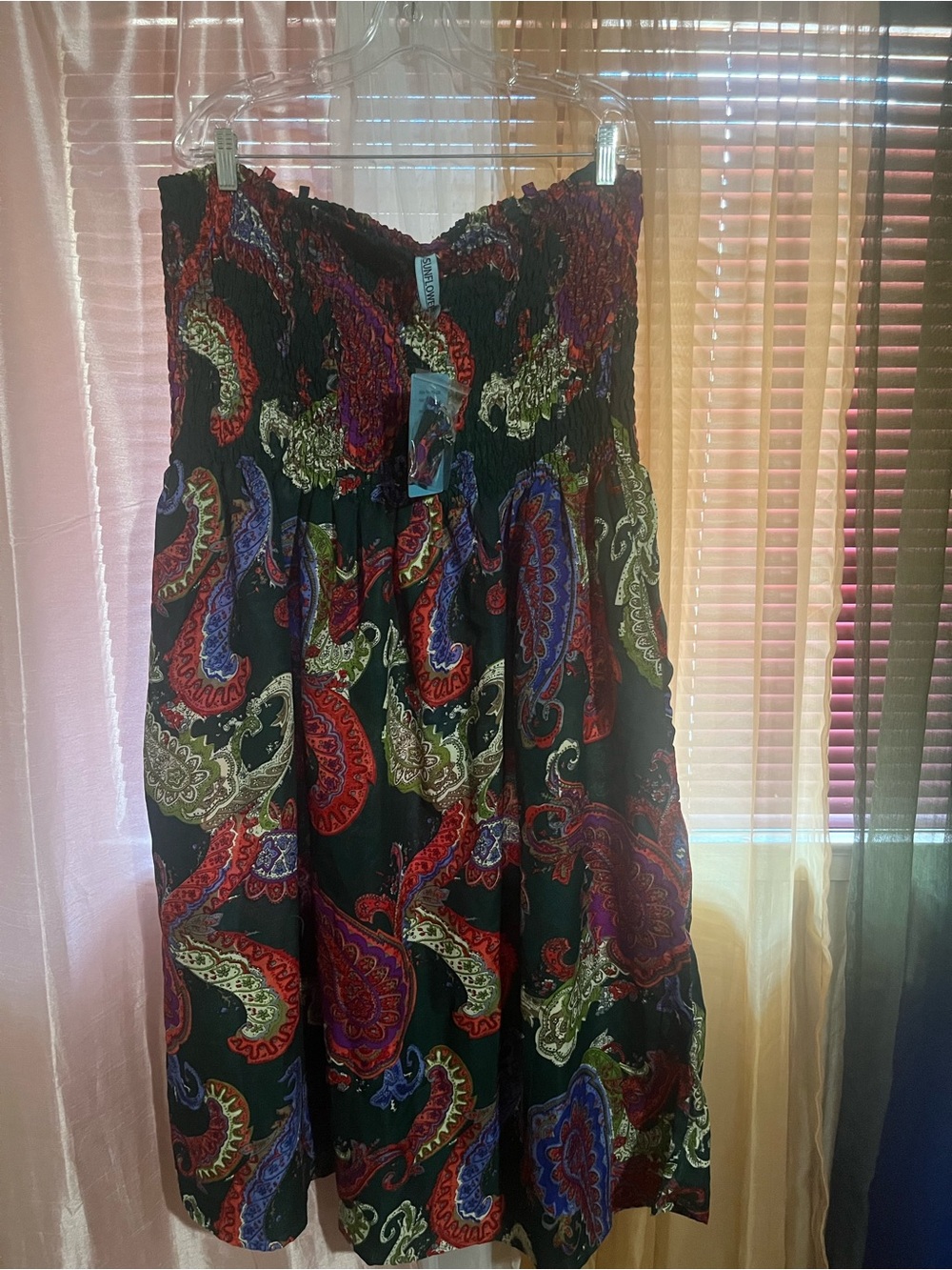 Midi Dress with Red, Purple & Olive Accents